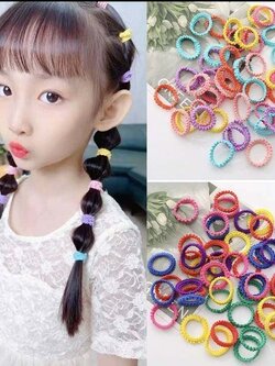 💗มาหยากิ๊ฟช้อป💗ยางรัดผมเด็กเล็ก เส้นหยัก ยืดหยุ่นได้ดี ไม่กินผม สไตล์เกาหลี สีสดใส น่ารัก ขนาด 3 ซม. แพ็ค 50 เส้น