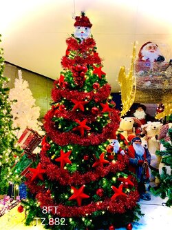 ต้นคริสต์มาสปลอม8ฟุต ธีมแดง