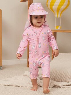 ชุดว่ายน้ำบอดี้สูท พร้อมหมวก สำหรับเด็กเล็ก ถึง 7-8 ขวบ ชุดว่ายน้ำเด็กหญิง กันยูวี