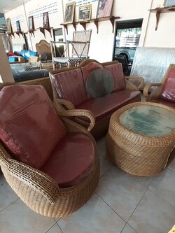 ชุดรับแขกหวายแท้กรวยทอง