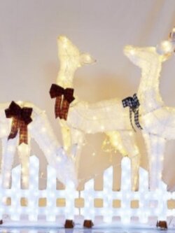 กวางเรนเดียร์ไฟประดับ สีขาววิบวับ 3ชิ้น