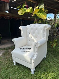 โซฟาเจ้าหญิงสีขาว สุดหรู 1 ที่นั่ง ไซส์มินิ สไตล์วินเทจ (สั้งครั้งละ1ตัว)