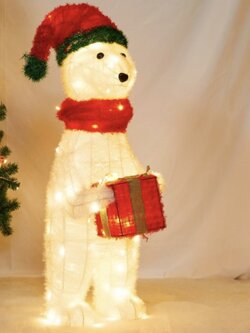 หมีขาวขั่วโลก ตุ๊กตาไฟคริสต์มาส"แบบยืน"1เมตร