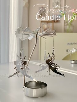 [พร้อมส่ง] Jnihouse : ถาดวางเทียน ถาดหมุน Rotating Candle Holder (silver)