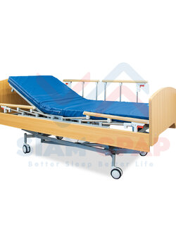เตียงผู้สูงอายุไฟฟ้า แบบไม้ 4 ฟังก์ชั่น รุ่นต่ำพิเศษ Super low เพิ่มความสะดวกและความปลอดภัยในการลุกนั่ง รับประกัน 6 ปี