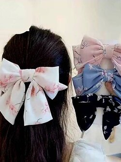 💗มาหยากิีฟช้อป💗กิ๊บโบว์สามชั้น ติดผม ขนาดใหญ่ แฟชั่นประดับผมผู้หญิง สีสวย ขนาดกิ๊บ 10 ซม. โบว์18 ซม.