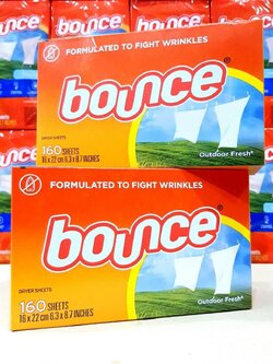 แผ่นอบผ้า Bounce dryer sheet กลิ่น Outdoor fresh 160 แผ่น