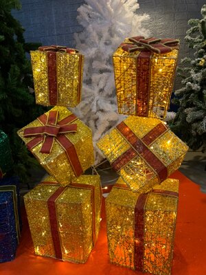 เซทกล่องของขวัญคริสต์มาสประดับไฟแบบตั้งได้