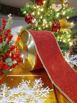 โบว์ริบบิ้นสีแดงคริสต์มาสขนาด10เซนติเมตร