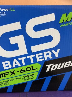 แบตเตอรี่ GS MFX60L 50Ah – แบตกึ่งแห้ง ไม่ต้องเติมน้ำกลั่น