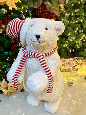 ตุ๊กตาคริสต์มาสหมีขาวขนนุ่มขนาด115cm.