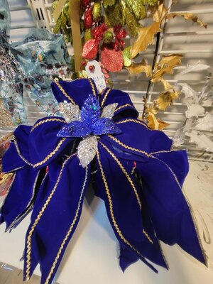 โบว์ตกแต่งคริสต์มาสสีนํ้าเงินขนาดใหญ่1เมตร