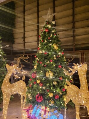 ต้นคริสต์มาสปลอมที่มาพร้อมของตกแต่ง