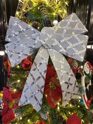 โบว์ตกแต่งคริสต์มาสสีขาว30*30cm.