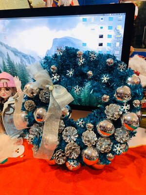 รีทคริสต์มาสสีฟ้าเท็คตกแต่งขนาด"18นิ้ว "