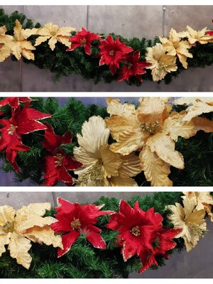 สายสนคริสต์มาสตกแต่งดอกไม้คริสต์มาส ขนาด2.7เมตรTOP GARLAND.