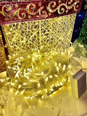 ไฟคริสต์มาสเกรดA+"สำหรับงานตกแต่ง8เมตร สายใสหนา"กระพริบได้"