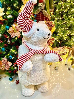 ตุ๊กตาคริสต์มาสหมีขาวขนนุ่ม ขนาด80cm