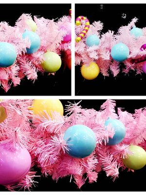 สายสนคริสต์มาสตกแต่งชมพูพาสเทล ขนาด2.7เมตรTOP GARLAND.