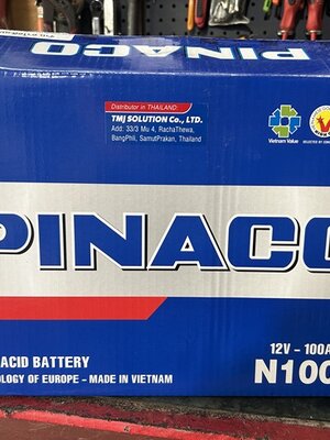 แบตเตอรี่รถบรรทุก 100แอมป์ PINACO รุ่น N100 12V รถบรรทุกเพื่อการใช้งานหนัก