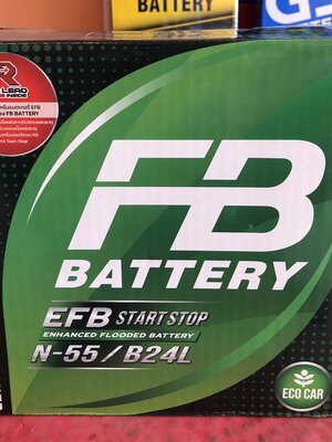 เเบตเตอรึ่ ยี่ห้อ FB N55 EFB 55แอมป์