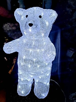 ตุ๊กตาหมีขาวคริสต์มาสไฟ