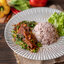 ข้าวราดผัดกะเพราปลาเจ Rice with stir fried vegan fishless with basil