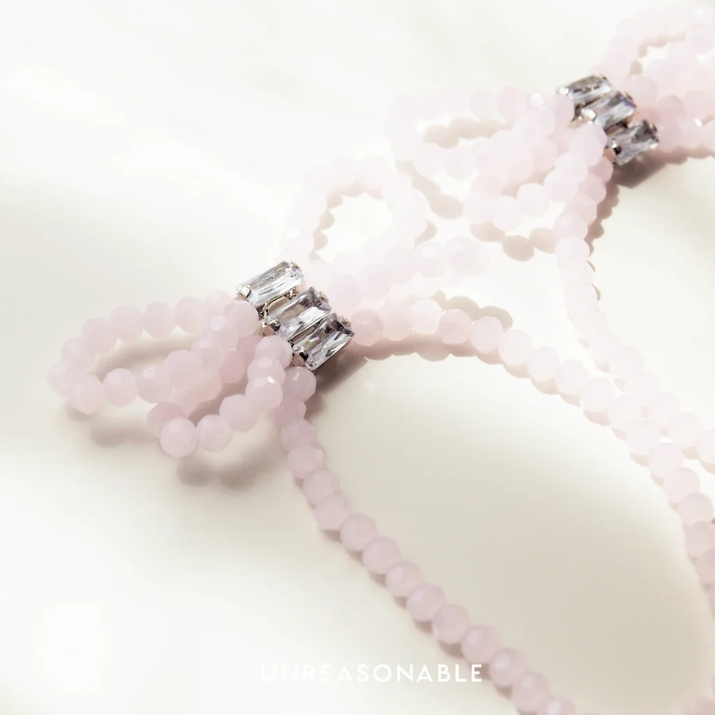 ต่างหูโบว์ Pink Glass Bead ต่างหูคลิป ต่างหูก้านเงินแท้ น้ำหนักเบา ต่างหูโบว์ Pink Glass Bead ต่างหูคลิป ต่างหูก้านเงินแท้ น้ำหนักเบา
