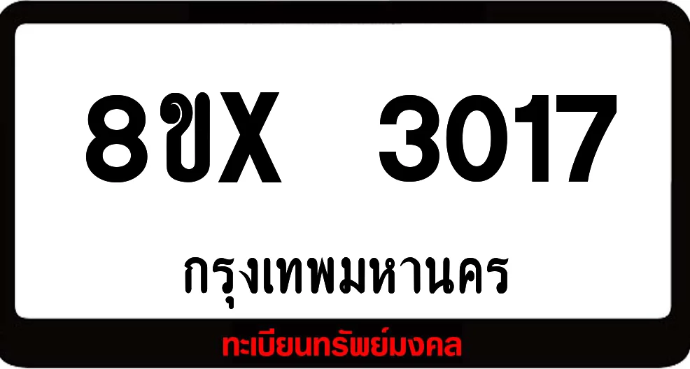 8ขx 3017 ทะเบียนรถสวย ล็อคทะเบียนรถ เลขสวย เลขมงคล