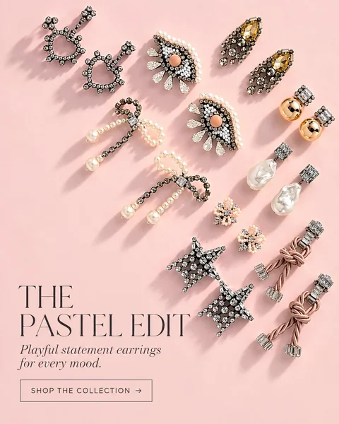 ต่างหูสไตล์พาสเทล The Pastel Edit ต่างหูสเตทเมนต์คริสตัล มุก โบว์ Unreasonable Accessories