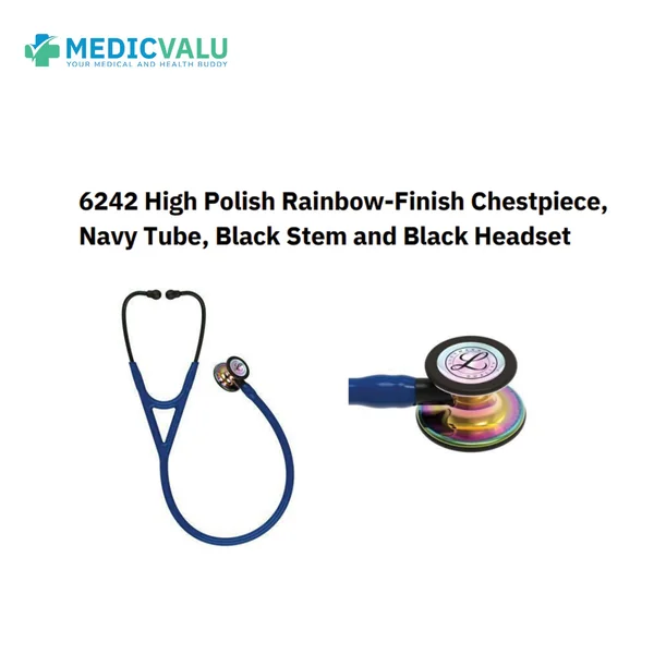 หูฟังทางการแพทย์ 3M Littmann Cardiology IV Stethoscope รุ่น 6242 High Polish Rainbow-Finish Chestpiece, Navy Tube , Black Stem and Black Headset หูฟังทางการแพทย์ 3M Littmann Cardiology IV Stethoscope รุ่น 6242 High Polish Rainbow-Finish Chestpiece, Navy Tube , Black Stem and Black Headset