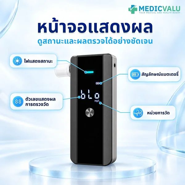 เครื่องเป่าแอลกอฮอล์ รุ่น AT188 เซ็นเซอร์เซมิคอนดักเตอรตรวจจับแอลกอฮอล์แบบใหม่ล่าสุด แม่นยำ รวดเร็ว ระบบคำนวณไมโครโปรเซสเซอร์ ผลการตรวจให้ความแม่นยำสูง แถมหลอดเป่า จำนวน 5 หลอด รับประกันศูนย์ไทย 6 เดือน image 3