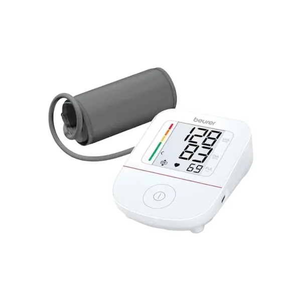 เครื่องวัดความดันโลหิต BEURER รุ่น BM23 รับประกันสินค้า 5 ปี มีการตรวจจับภาวะหัวใจเต้นผิดจังหวะ ตรวจสอบตำแหน่งของปลอกแขนเพื่อให้แขนอยู่ในตำแหน่งที่ถูกต้อง ผ้าพันต้นแขนขนาด 22-42 ซม.