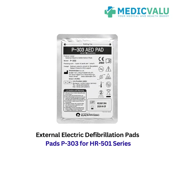 P-303 AED Pads แผ่นนำกระตุกหัวใจไฟฟ้า สำหรับเครื่อง AED Heart Guardian HR-501 เป็นแผ่นอิเล็กโทรดแบบใช้ได้ทั้งผู้ใหญ่และเด็ก (Adult / Child common PADS) สำหรับแปะบริเวณหน้าอกของผู้ป่วย เพื่อปล่อยกระแสไฟฟ้ากระตุกหัวใจในภาวะฉุกเฉิน image 2
