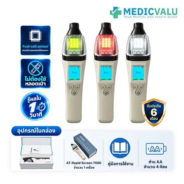 เครื่องวัดแอลกอฮอล์ AT-Rapid Screen 7000 แบบไม่ต้องใช้หลอดเป่า (มีใบเซอร์) ใช้งานได้สองระบบทั้งยืนยันผล ACTIVE และคัดกรอง PASSIVE อ่านค่าเป็นตัวเลขตั้งแต่ 0 – 440 mg% รับประกันศูนย์ไทย 6 เดือน image 8