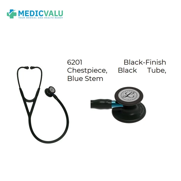 หูฟังทางการแพทย์ 3M Littmann Cardiology IV Stethoscope รุ่น 6201 Black-Finish Chestpiece, Blasck Tube, Blue Stem หูฟังทางการแพทย์ 3M Littmann Cardiology IV Stethoscope รุ่น 6201 Black-Finish Chestpiece, Blasck Tube, Blue Stem