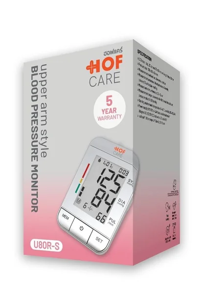 เครื่องวัดความดันโลหิตที่ต้นแขน HOFCARE รุ่น U80R-S มีเสียงพูดภาษาไทย มีจอแสดงผล LCD มีสัญลักษณ์แจ้งเตือนเมื่อตรวจพบหัวใจเต้นผิดปกติ มีผ้าพันแขนยาว 22 - 42 เซนติเมตร รับประกันศูนย์ไทย 5 ปี image 2