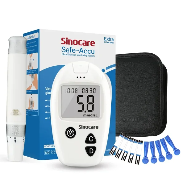 เครื่องตรวจวัดน้ำตาลในเลือด ซีโน่แคร์ (SINOCARE) รุ่น SAFE ACCU รับประกันสินค้า 1 ปี แถมแผ่นตรวจเลือด50ชิ้น+เข็มเจาะเลือด50ชิ้น เครื่องตรวจวัดน้ำตาลในเลือด ซีโน่แคร์ (SINOCARE) รุ่น SAFE ACCU รับประกันสินค้า 1 ปี แถมแผ่นตรวจเลือด50ชิ้น+เข็มเจาะเลือด50ชิ้น