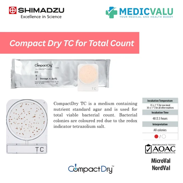 Compact Dry TC ( Total viable count ) เพลทเลี้ยงเชื้อสำเร็จรูปตรวจหาเชื้อจุลินทรีย์ทั้งหมด เป็นจานอาหารเลี้ยงเชื้อสำเร็จรูป สำหรับการตรวจหาจำนวนแบคทีเรียทั้งหมด รายงานผลการทดสอบได้รวดเร็วภายใน 48 ชั่วโมง (บรรจุ 40 แผ่น/กล่อง) image 2