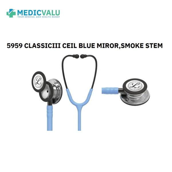 หูฟังทางการแพทย์ 3M Littmann Stethoscope รุ่น 5959 Classic III, CEIL BLUE MIROR , SMOKE STEM หูฟังทางการแพทย์ 3M Littmann Stethoscope รุ่น 5959 Classic III, CEIL BLUE MIROR , SMOKE STEM