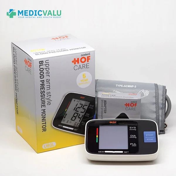 เครื่องวัดความดันโลหิตที่ต้นแขน HOFCARE รุ่น U80L มีจอแสดงผล LCD มีสัญลักษณ์แจ้งเตือนเมื่อตรวจพบหัวใจเต้นผิดปกติ มีผ้าพันแขนยาว 22 - 42 เซนติเมตร รับประกันศูนย์ไทย 5 ปี เครื่องวัดความดันโลหิตที่ต้นแขน HOFCARE รุ่น U80L มีจอแสดงผล LCD มีสัญลักษณ์แจ้งเตือนเมื่อตรวจพบหัวใจเต้นผิดปกติ มีผ้าพันแขนยาว 22 - 42 เซนติเมตร รับประกันศูนย์ไทย 5 ปี