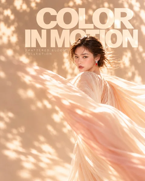 ต่างหูคริสตัลหยดน้ำ Shattered Bloom คอลเลกชัน Color in Motion นางแบบใส่ต่างหูสีแดง Unreasonable Accessories แบรนด์ไทย