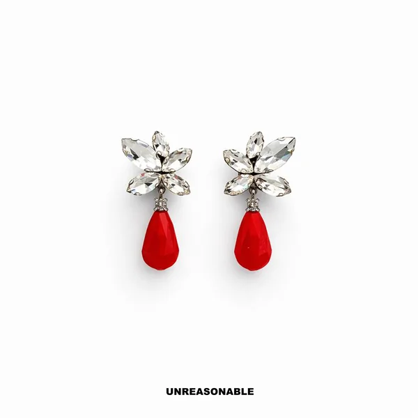 Crystal Red Drop Earrings. สีแดง ต่างหูคลิป ต่างหูก้านเงินแท้ น้ำหนักเบา สวยใส่สบาย UA0442-03 Unreasonable Accessories image 2 Crystal Red Drop Earrings. สีแดง ต่างหูคลิป ต่างหูก้านเงินแท้ น้ำหนักเบา สวยใส่สบาย UA0442-03 Unreasonable Accessories image 2